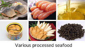 Various processed seafoods